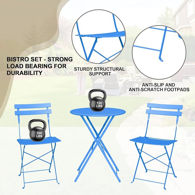 GarveeLife Outdoor Metal Bistro Set, 3-Piece Patio Furniture Set - Image 8