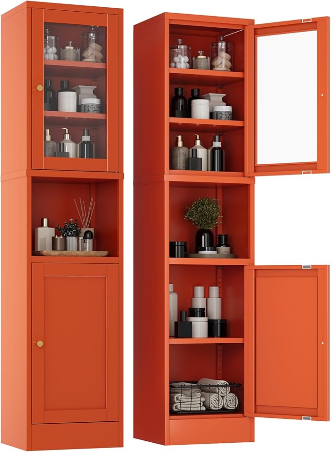YAUWOH 2-Door Metal Storage Cabinet, Tall Slim Pantry Organizer by YAUWOHFactoryOutletsColorfulMetalFurniture