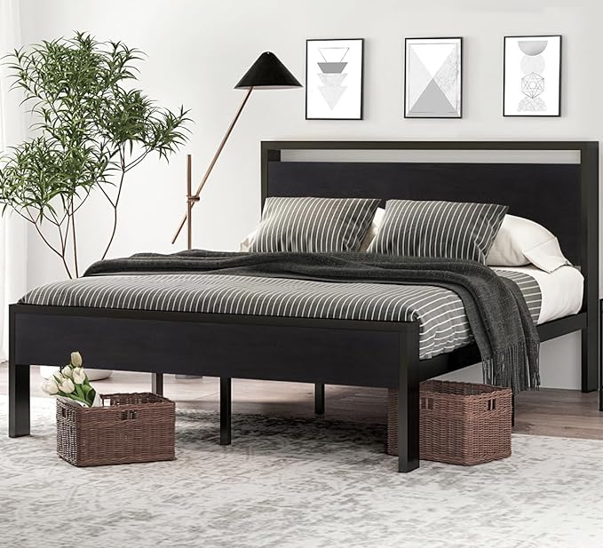 SHA CERLIN 14 Inch Queen Size Metal Platform Bed Frame by SHACERLIN