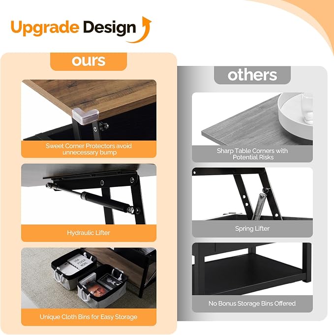 VINGLI 36" Lift Top Coffee Table - Image 4