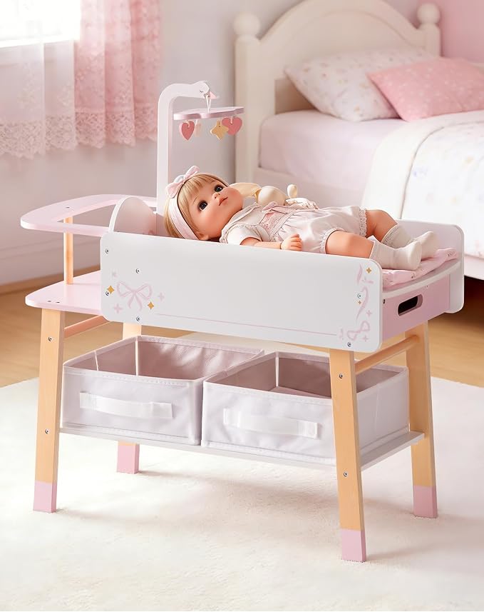 ROBOTIME 18 Inch Doll Changing Table, Wooden Baby Doll Bed by ROBOTIMEBuildingThingstoLife