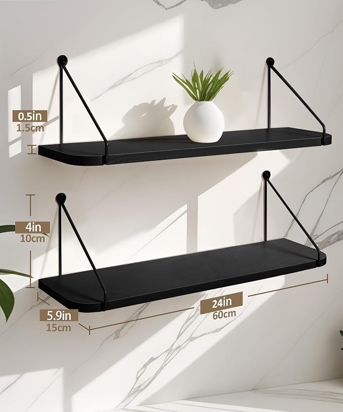 Afuly 24in Floating Shelves for Wall, Living Room, Home Wall Decor - Image 3