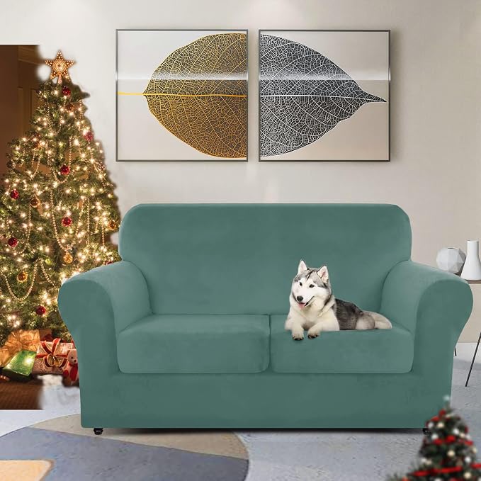 ZNSAYOTX Luxury Velvet Sofa Cover 3 Piece Stretch Loveseat Covers - Image 2