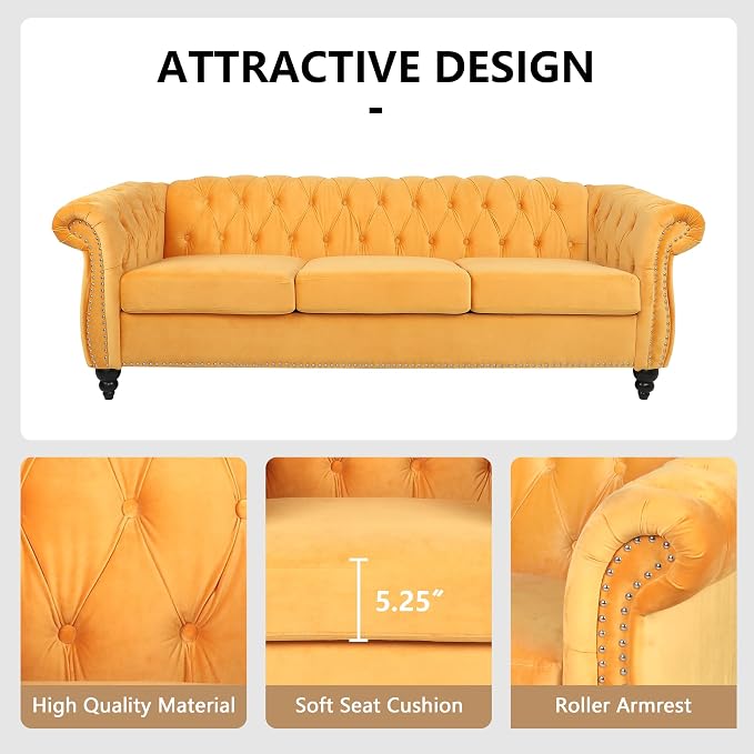 QHITTY 2 Piece Living Room Set, Sectional Chesterfield Sofa Chair Contemporary - Image 4
