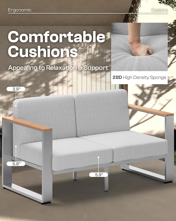 Aluminum Patio Furniture Set, 5 Seats Outdoor Patio Conversation Sets - Image 2