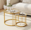 Garden 4 you Nesting Coffee Table, 23.6" Round Coffee Table Set of 2, Glass by Garden4you