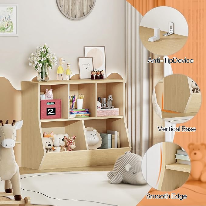 HOOBRO Kids Bookshelf, Bookcase Footboard, Toy Storage Cubby, Children's Toy - Image 7