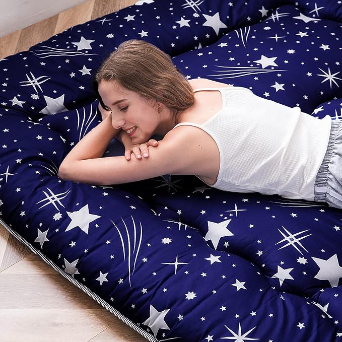 MAXYOYO Navy Starry Sky Japanese Floor Futon Mattress, Tatami Mat Portable - Image 4