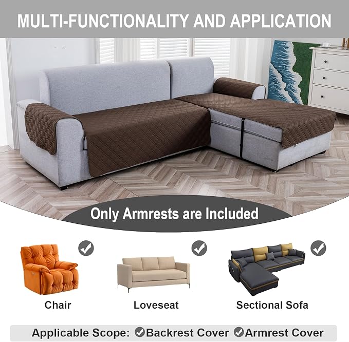 Genina Sofa Armrest Cover, Anti-Slip Armchair Slipcovers - Image 3