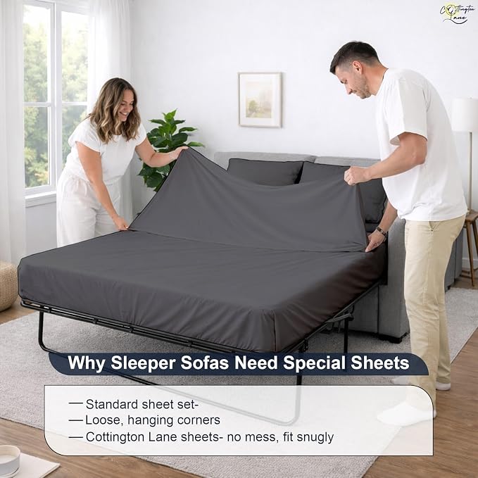 Cottington Lane Sleeper Sofa Sheets Queen Size, 4 Piece Premium Quality 100% - Image 8