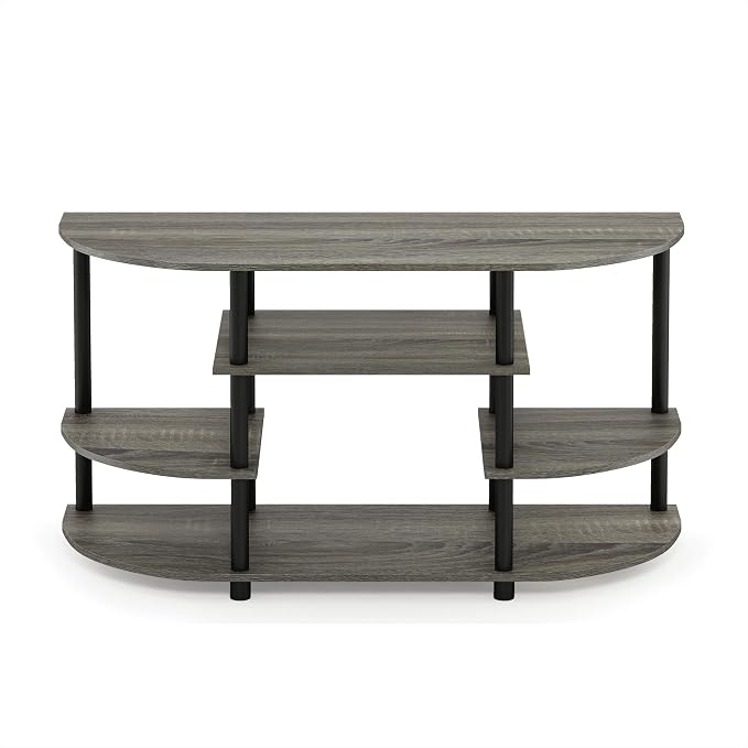 Furinno JAYA Simple Design Corner TV Stand, French Oak Grey/Black, 42.04 x - Image 5