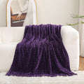 Puncuntex Deep Purple Throw Blanket 50"×60" inches Fuzzy 3D Jacquard Decorative by Puncuntex
