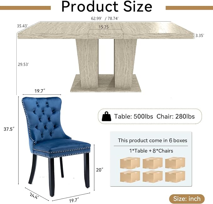 Henf 9 Pieces Extendable Dining Table Set - Image 3