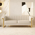 Mid-Century Modern Beige Velvet Sofa by yunqishiHOME