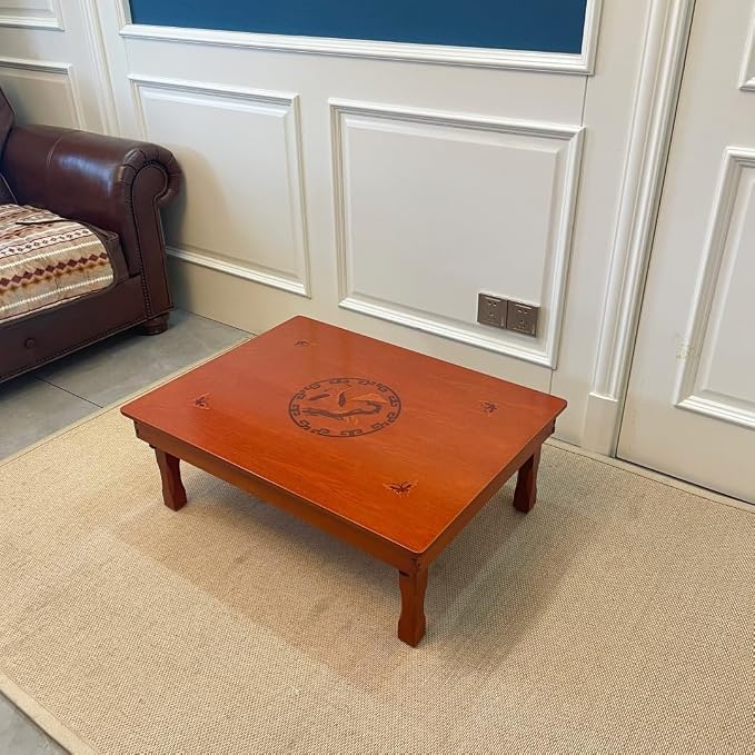 Rectangle 90X75cm Korean Coffee Table Folding Leg Asian Antique Style Living - Image 3