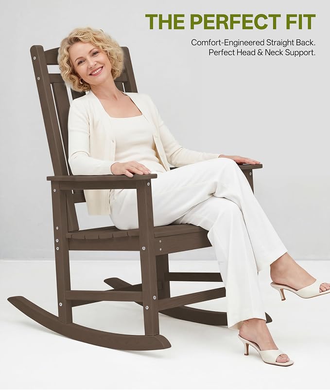 Outdoor Adirondack Rocking Chairs All-Weather HDPE Patio Rocker Chair - Image 5