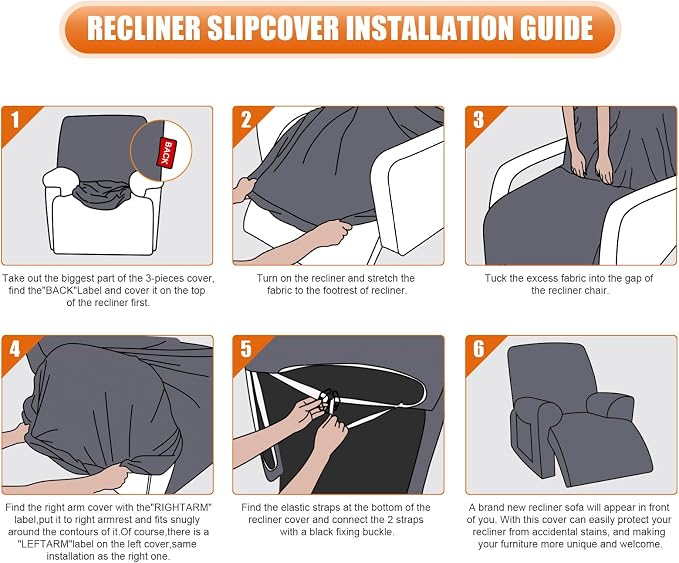 VANSOFY Recliner Chair Covers, 3-Pieces Stretch Recliner Covers - Image 6