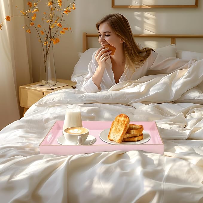 MAONAME Pink Serving Tray with Handles, Modern Decorative Tray - Image 6