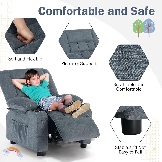 BOSMILLER Kids Recliner Chair， Push Back Toddler Recliner - Image 4