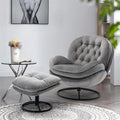 TRIPLE TREE Modern Swivel Accent Chair, Mid-Century Lounge Chair and Ottoman Set by TRIPLETREE
