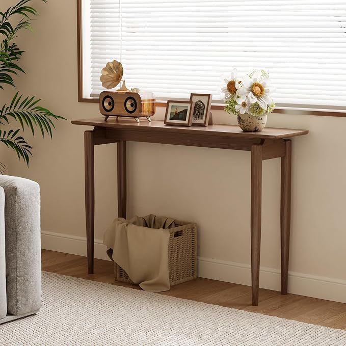 AQIMUELE Wood Console Table Walnut Entryway Table, Thin Console Table, Sofa - Image 3