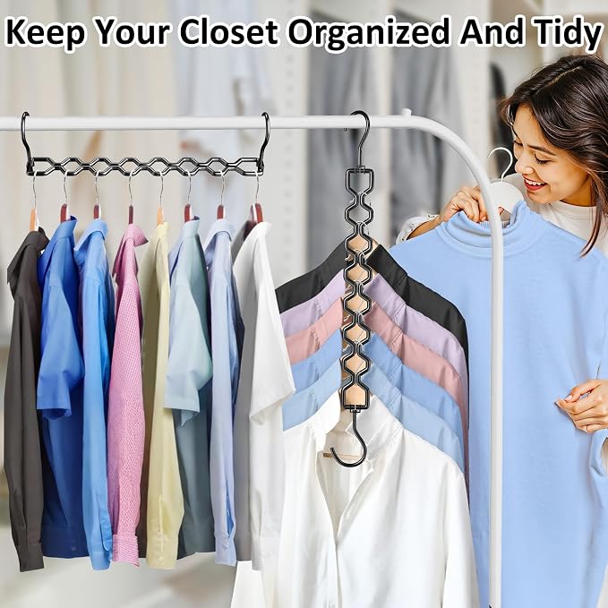 Space Saving Hangers for Clothes 3 Pack, Sturdy Metal Hangers Heavy Duty Magic - Image 6