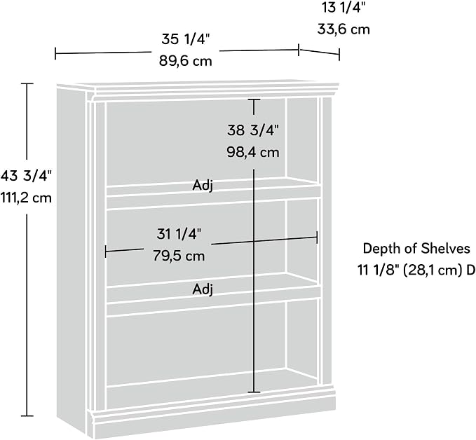 Sauder Miscellaneous Storage 3-Shelf Bookcase/ Book shelf, Washington Cherry - Image 3