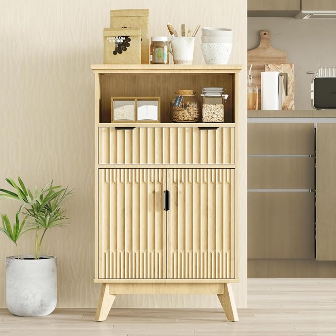 Fatmok Buffet Cabinet with Storage Set of 3, Wood Buffet Sideboard Console Table - Image 7