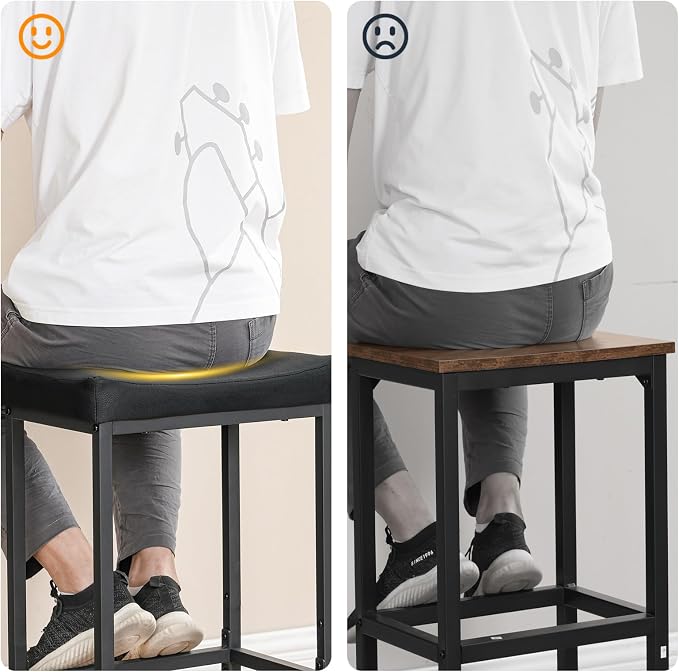 HOOBRO Bar Stools, Counter Height Bar Stools, Saddle Stools, 24.8" Barstools - Image 5