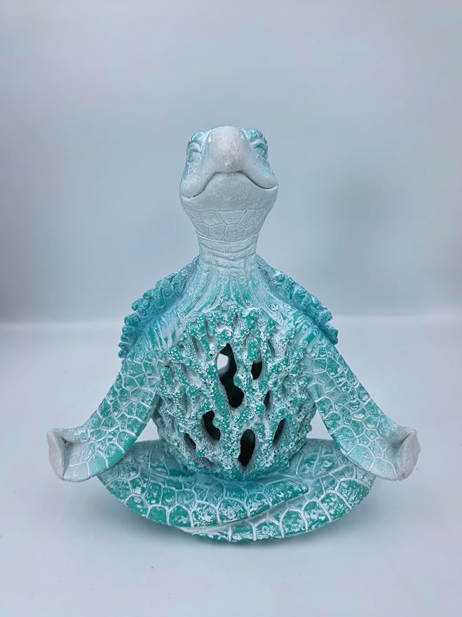 VVGIFTS Sea Turtle Meditation Yoga Decor, Garden Figurine Meditating Coastal by Qifuyeah