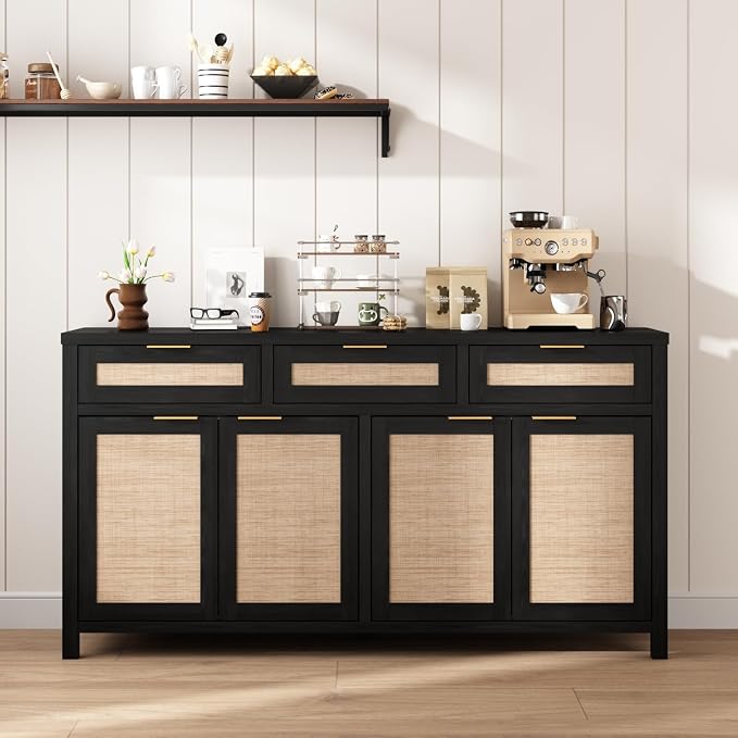 HOKYHOKY Rattan Sideboard Buffet Cabinet, Boho Storage Cabinet - Image 6