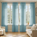 MIULEE Dusty Blue Sheer Curtains 108 Inches Long, 4 Panels Set, Light Filtering by MIULEE