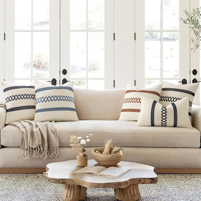 MIULEE Set of 2 Black Boho Decorative Pillow Covers 18x18 Inch Farmhouse Rustic - Image 3