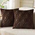 decorUhome Throw Pillow Covers 18x18 Inch Set of 2, Soft Plush Faux Wool Dark by decorUhome