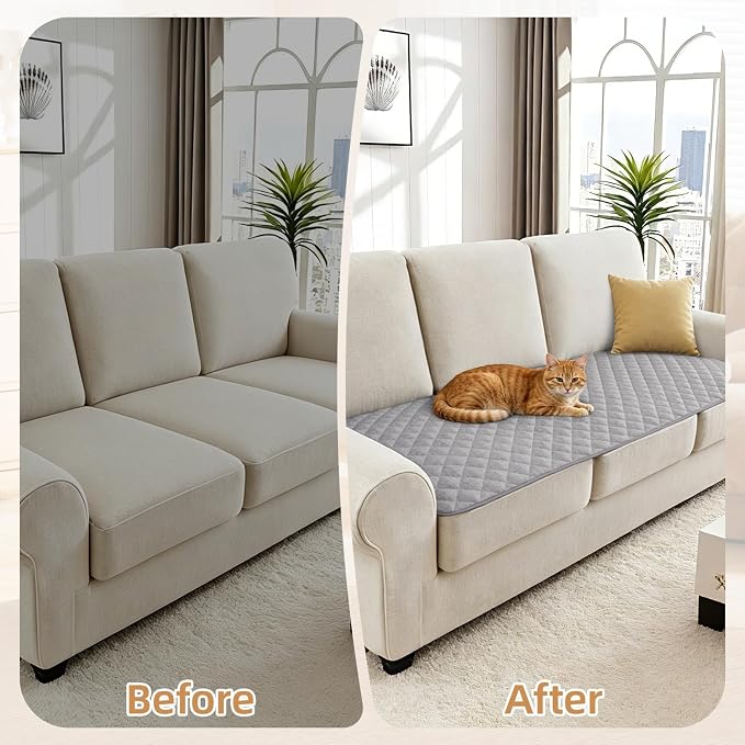 Dog Couch Cover for Sofa 100% Waterproof Faux Linen Sofa Covers for 3 Cushion - Image 7