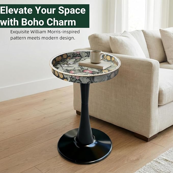 Gesodant Boho Chic Round Side Table, Stable Hourglass Pedestal Base, Unique - Image 4