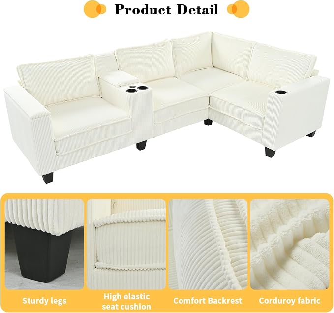 Ball & Cast 105.5" L-Shaped Sectional Sofa Bed - Image 5