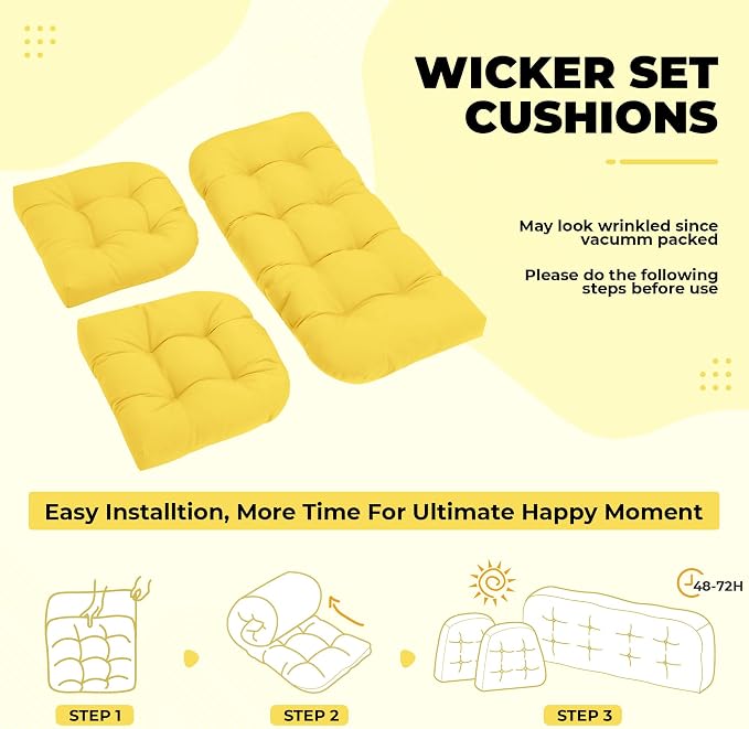 DANGHOOGY Wicker Chair Cushions, Waterproof Outdoor Loveseat Cushions - Image 6