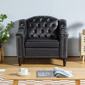 LEVNARY Chesterfield Chair Leather, Upholstered Sofa Chair by LEVNARY
