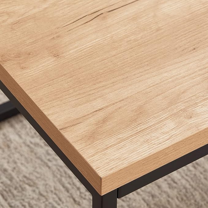 CENSI Modern Square End Table, Extra Thick 1.6" Wood Top & Metal Frame - Image 8