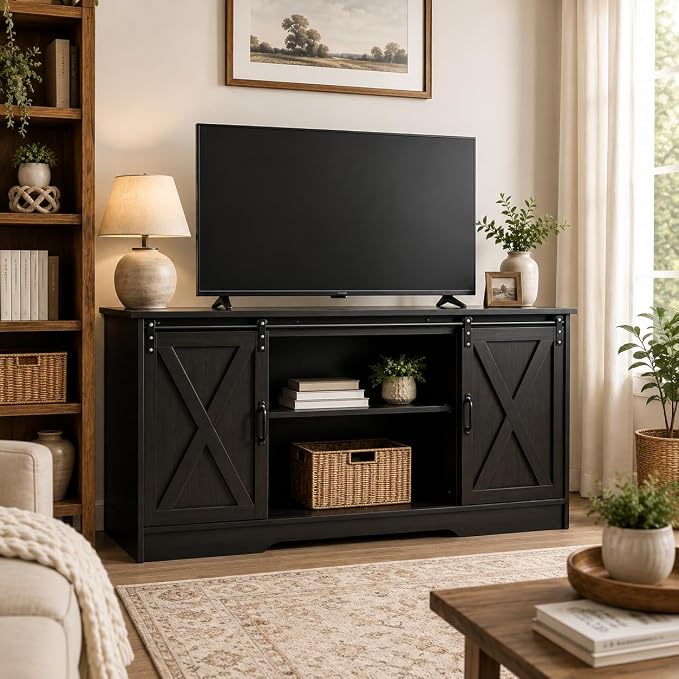 4 EVER WINNER Farmhouse Coffee Bar Cabinet, Buffet Cabinet - Image 9