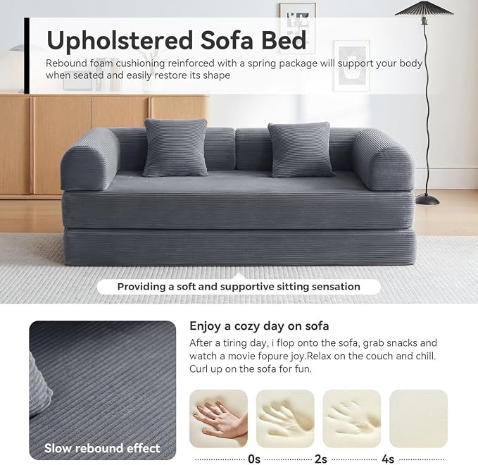 Sofa Bed, Corduroy Sleeper Sofa Bed - Image 5