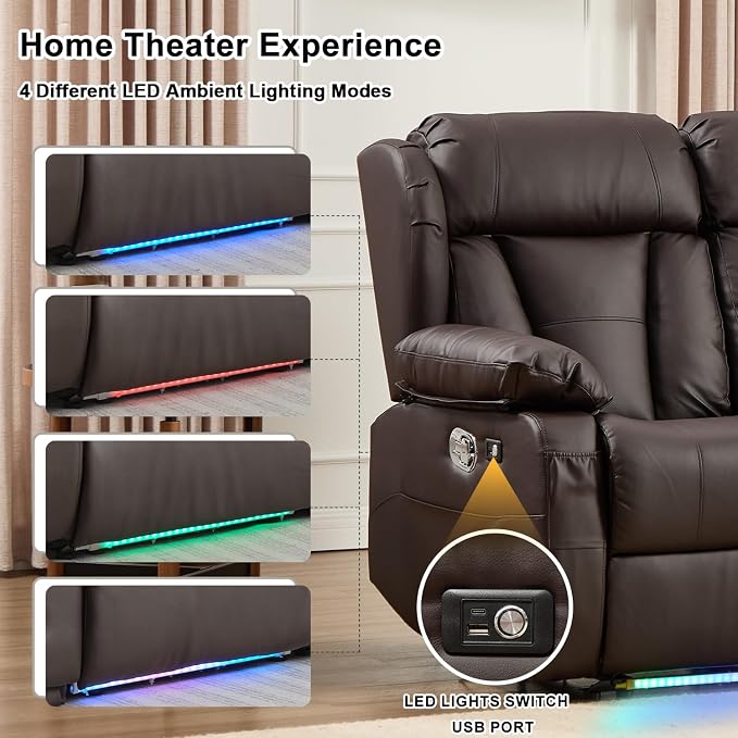 58.3" Reclining Loveseat Sofa, RV Loveseat Recliner Couch - Image 6