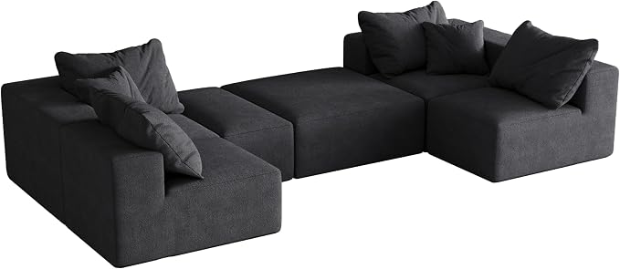132" Modular Sectional Sleeper Sofa Couch, Modern Cloud Chenille Sectional Couch - Image 5