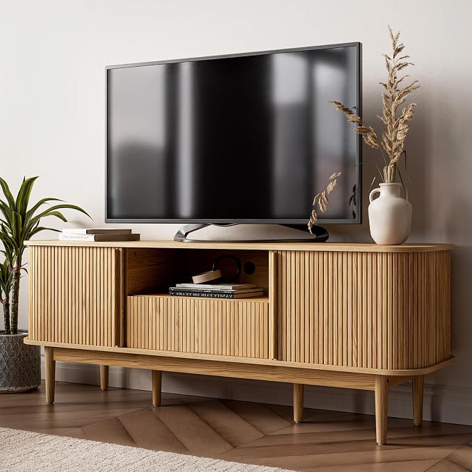 MAISONARIA 63" Tambour TV Stand, Fluted TV Stand by MAISONARIA