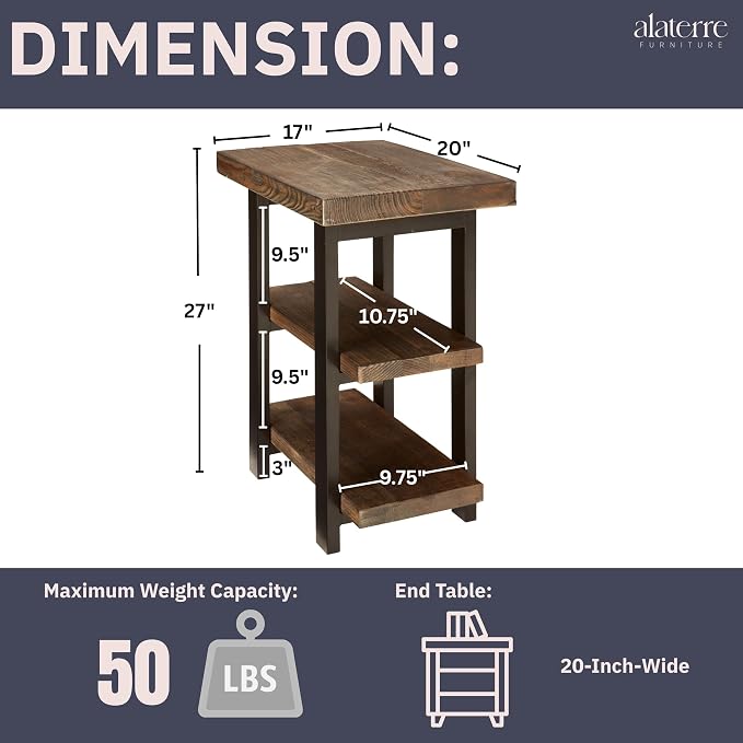 Alaterre Furniture Pomona Living Room 3-Tier Solid Wood End Table - Image 3