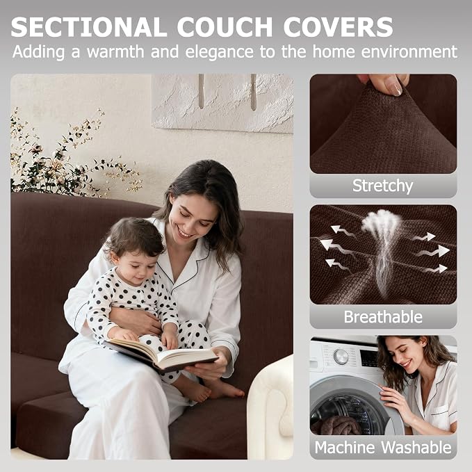 Arfntevss Sectional Couch Covers L Shape Couch Cushion Covers Slipcovers Fitted - Image 2