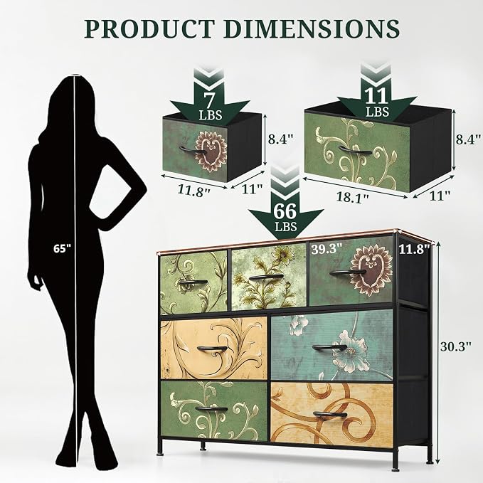 7-Drawer Dresser for Bedroom, Anti-Tip Wide Storage Organizer Fabric Chest of - Image 3