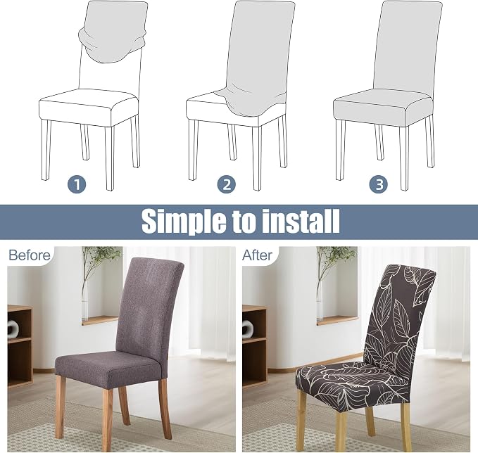 BIETYONE Stretch Dining Chair Covers Set of 8, Soft Removable Washable Kitchen - Image 4