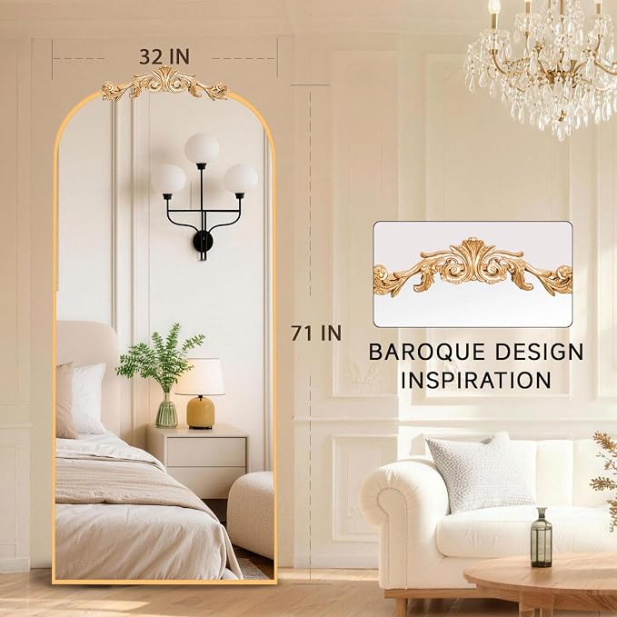 MISSDAY Vintage Baroque Full Length Mirror, Full Metal Frame Stand Up Retro - Image 4